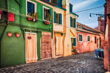 Naklejka premium Colour houses on Burano island, province of Venice