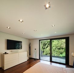 Interior, bedroom with television