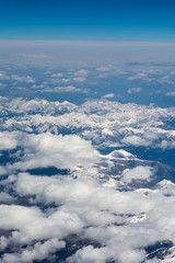 Fototapeta na wymiar Aerial view over himalayas in Tibet.