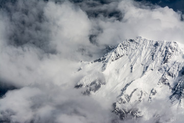 Aerial view over himalayas in Tibet.