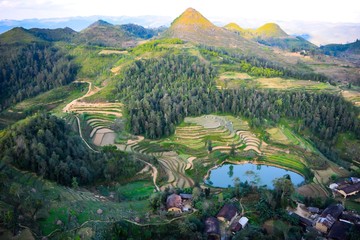 Amazing mountain landscape in Dong Van karst plateau global geological park, Hagiang, Vietnam