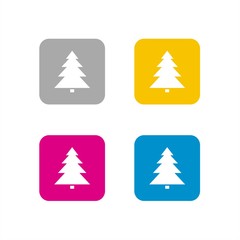 Icono de árbol de Navidad sobre fondos de colores