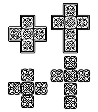 Celtic cross - set of traditional designs in black 
 