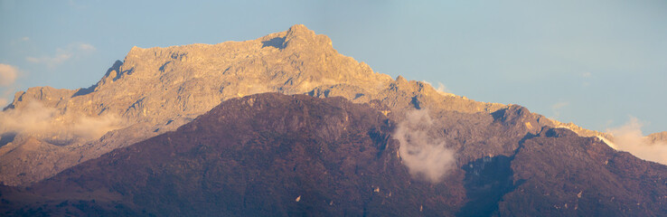 Scenic sunset of the mountains from Merida with clear blue sky, Venezuela