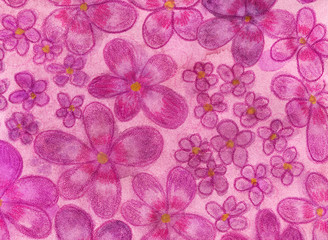 Delicate purple flowers. Abstract watercolor illustration.