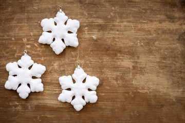 Christmas decor on the wooden background