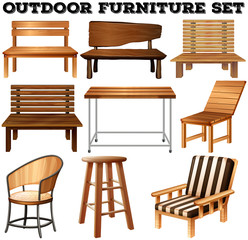 Outdoor wooden furniture set