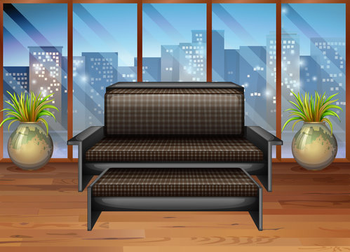 Living room with view from window