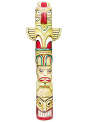Obraz na płótnie Canvas Wooden indian colorful totem pole isolated on white