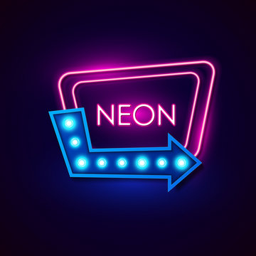 Retro neon sign. Vector illustration.