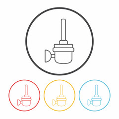 Toilet plunger and brush line icon