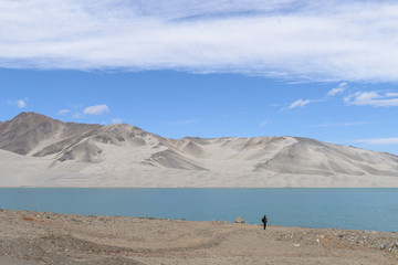 Fototapeta na wymiar Landscape around Muztagh Ata and Karakuli Lake, Pamir Mountains, Kasgar, Xinjiang, China