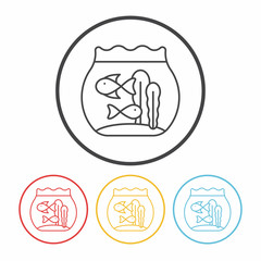 Obraz premium fish bowl line icon