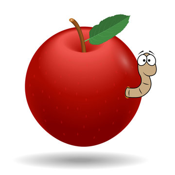 Red Apple With Worm