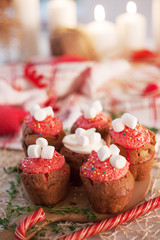 New Year celebration cupcakes, chocolate muffins on table