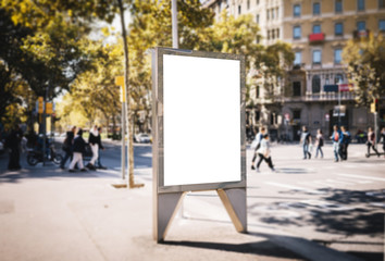 Mock up of blank advertising lightbox in the city