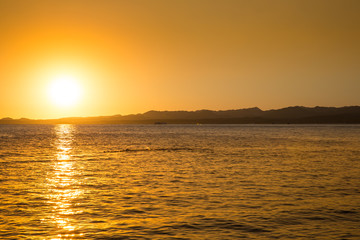 Obraz premium Golden sunset over the sea