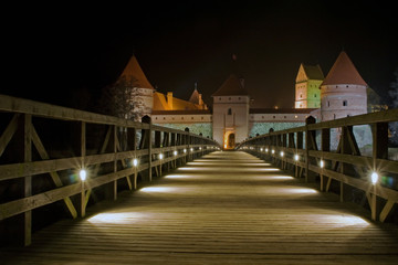Fototapeta na wymiar Trakai castle (Traku pilis) in Lithuania near Vilnius at night