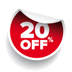 red vector 20% discount price sign