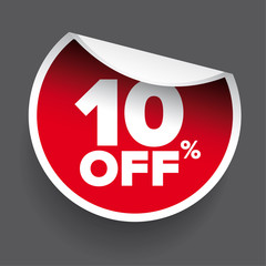 red vector 10% discount price sign