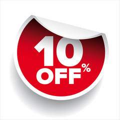 red vector 10% discount price sign