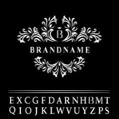 Monogram design elements, graceful template. Elegant line art logo design. Business silver emblem letter B for Restaurant, Royalty, Boutique, Cafe, Hotel, Heraldic, Jewelry, Fashion. Vector