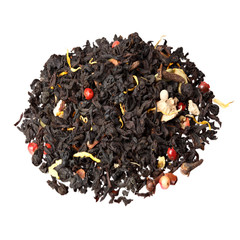 Decorative full frame image of cloves, cardamom, cinnamon,ginger and black tea. Masala tea.