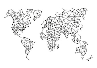 Triangle Polygonal Style World Map on White Background. Vector