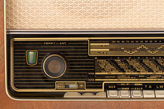 Detail of a 1950s vintage radio tuner