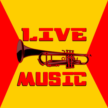 live music trumpet yellow and red