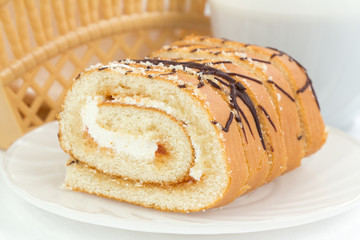 Apricot roll on a plate
