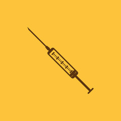 The syringe icon. Syringe symbol. Flat