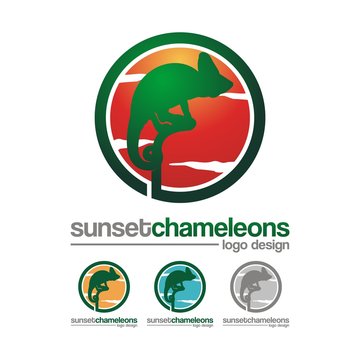 Sunset Chameleons Design Logo