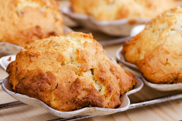 walnut muffins closeup