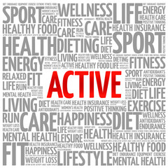 ACTIVE word cloud background, health concept