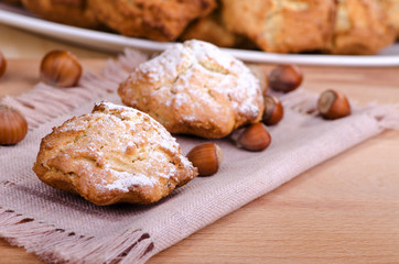 nut cakes sprinkled with powdered sugar