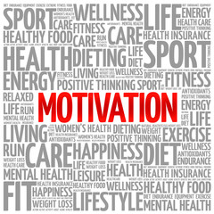 MOTIVATION word cloud background, health concept