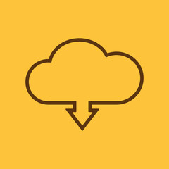 The download to cloud icon. Download symbol. Flat