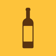 The wine icon. Bottle symbol. Flat