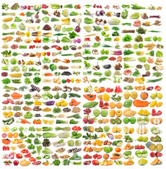 Satz Gemüse und Obst auf weißem Hintergrund