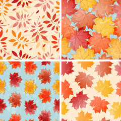 Set of seamless autumn patterns.