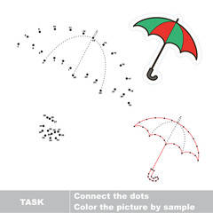 Umbrella to be traced. Vector numbers game. 