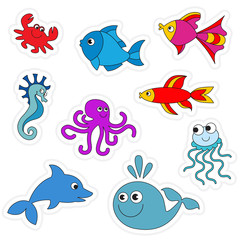 Underwater animals collection.