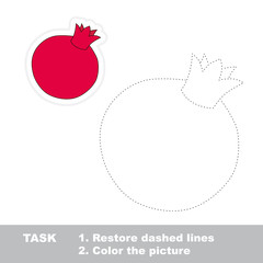 Pomegranate to be traced. Vector trace game.