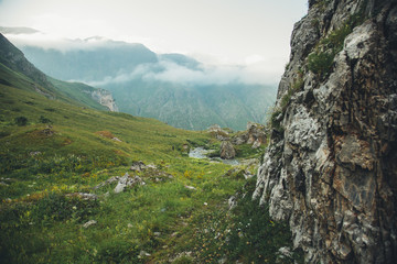Obraz premium Backpacking in the mountains in the Caucasus Arkhyz in Russia