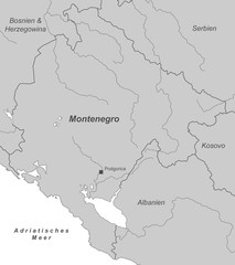 Montenegro in Grau (beschriftet)