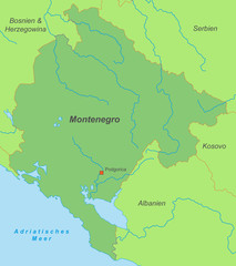 Montenegro in Grün (beschriftet)