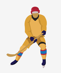 Hockey Player with a hockey stick and skates