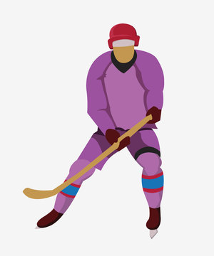 Hockey Player with a hockey stick and skates