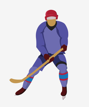 Hockey Player with a hockey stick and skates